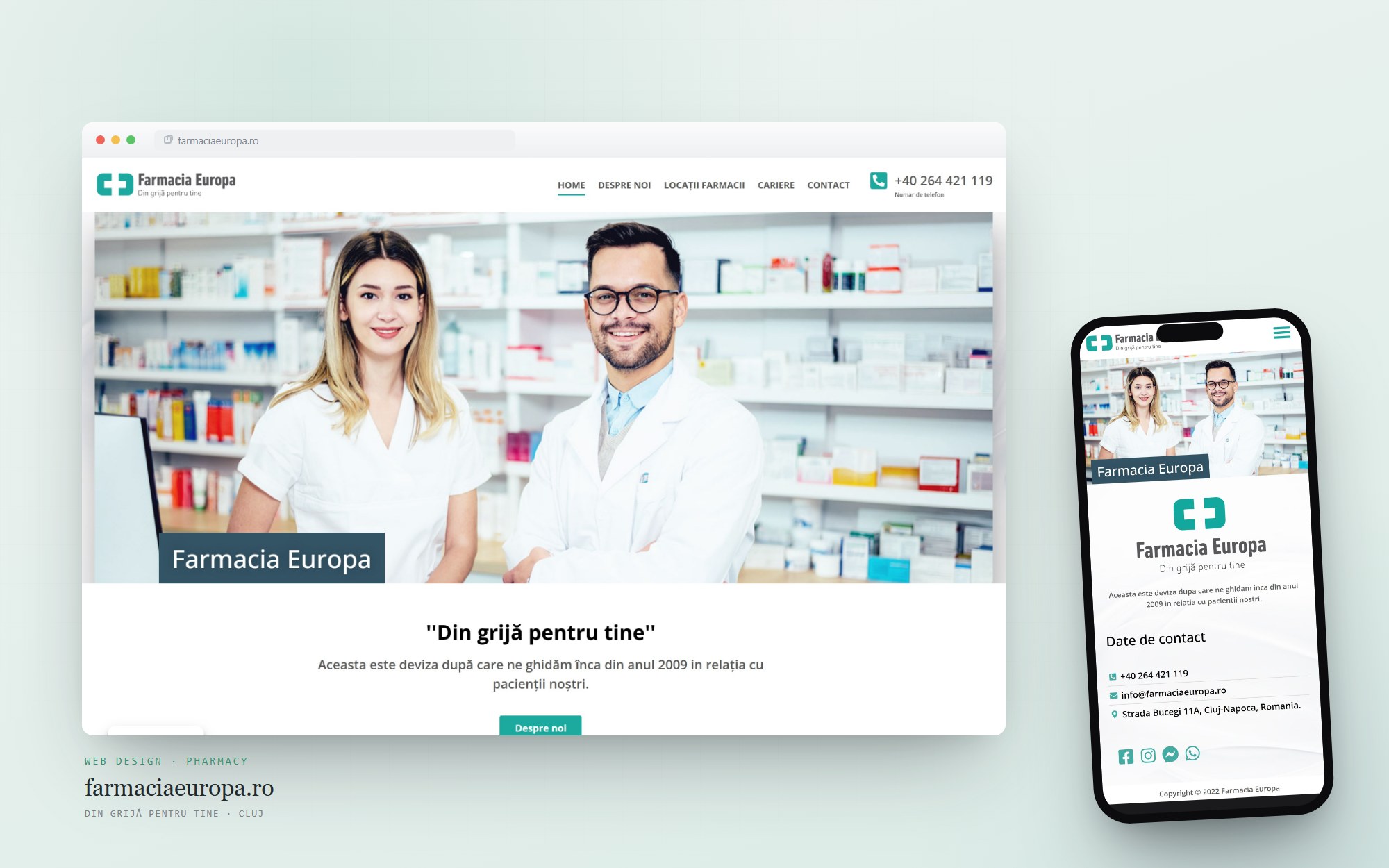 farmaciaeuropa.ro — the site Cittago designed and built, on desktop and mobile