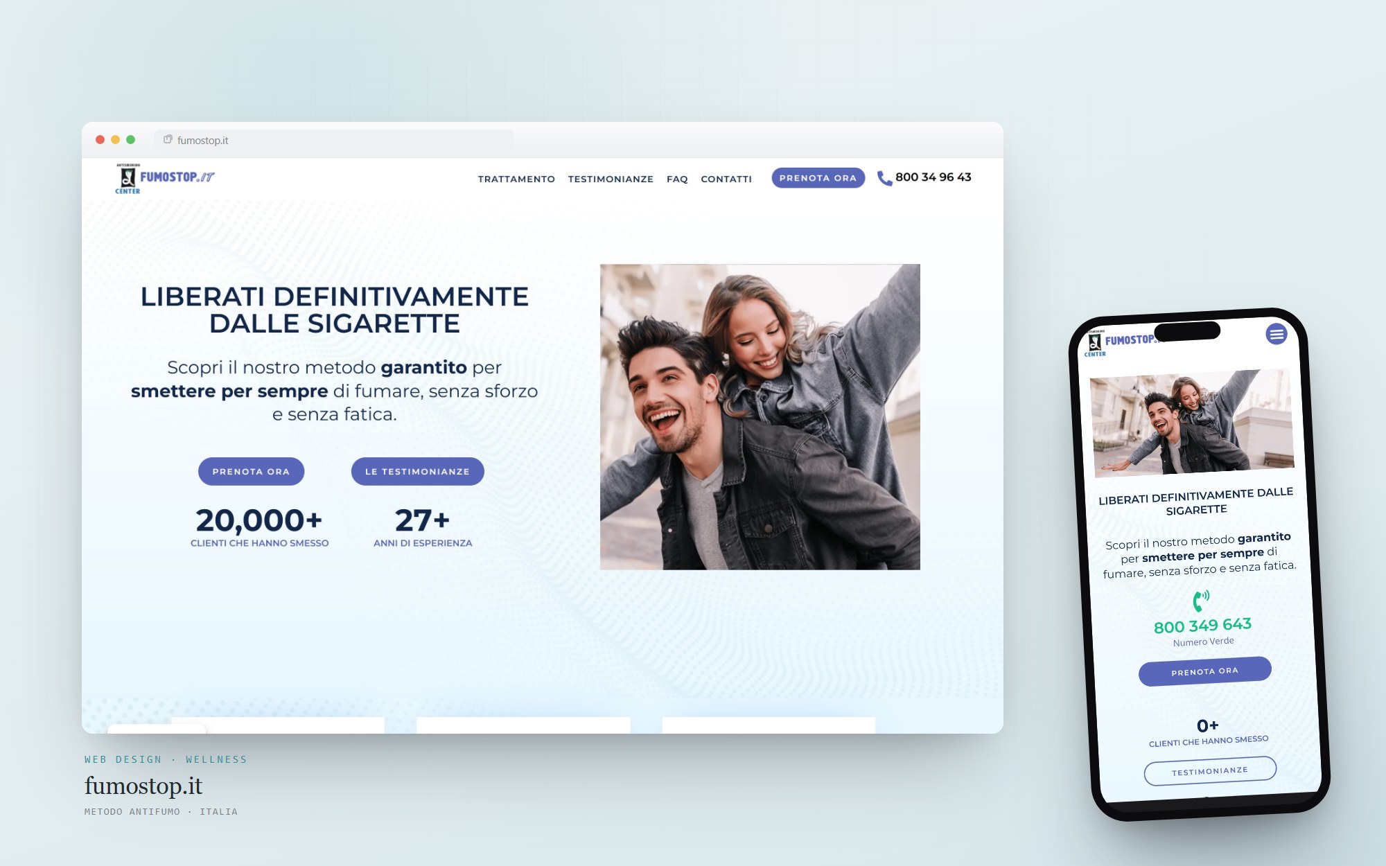 fumostop.it — the site Cittago designed and built, on desktop and mobile